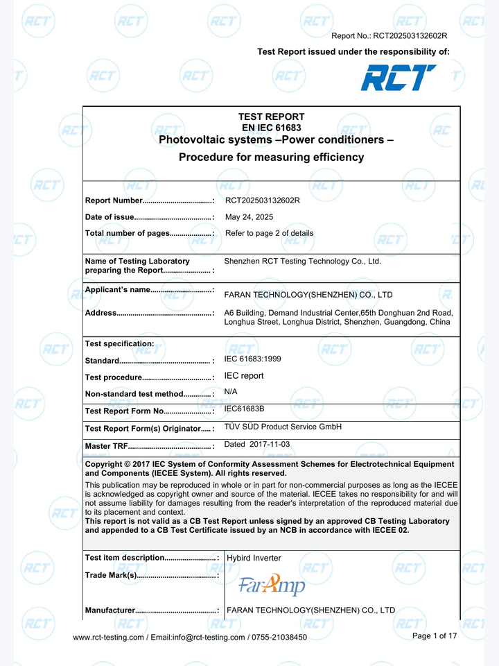 EN 61683 Test Report
